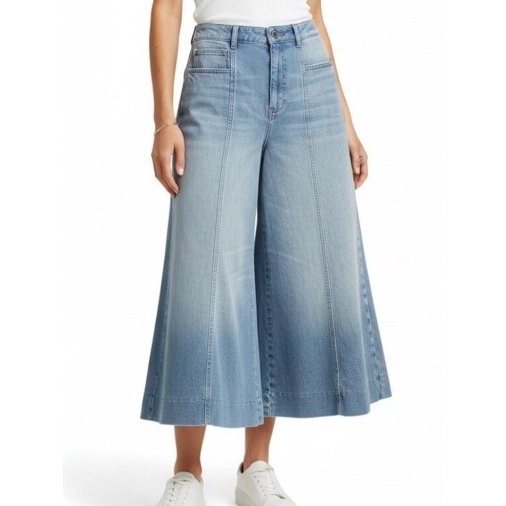 PILCRO Anthropologie Wide Leg Crop Jeans Size 29 High Rise Light Wash